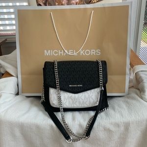 Michael Kors Regina Shoulder Bag Black/White NEW
